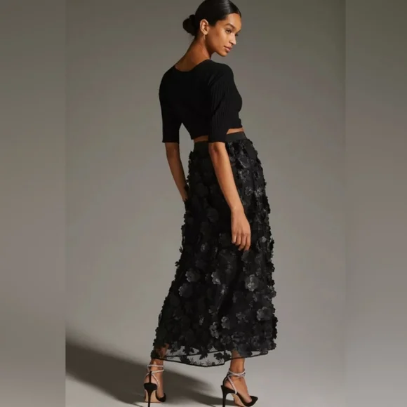 Anthropologie Black Floral Skirt - Picture 2 of 15